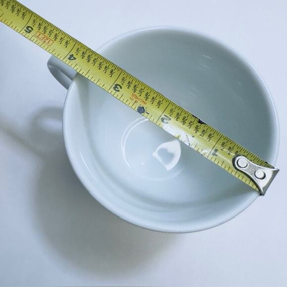 Williams-Sonoma Flat Cup Brasserie Blue Set of 4 White w/Blue Band Japan - Picture 7 of 14